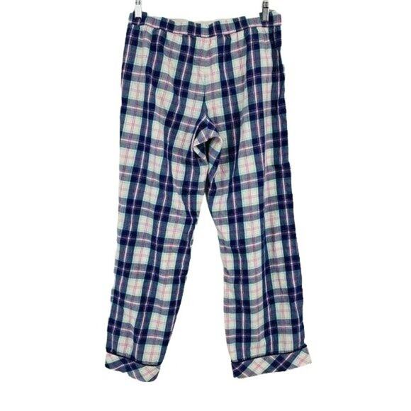 Victoria's Secret Flannel Pajama Pants Blue Pink Plaid Lounge Sleep Womens Mediu - Picture 7 of 8